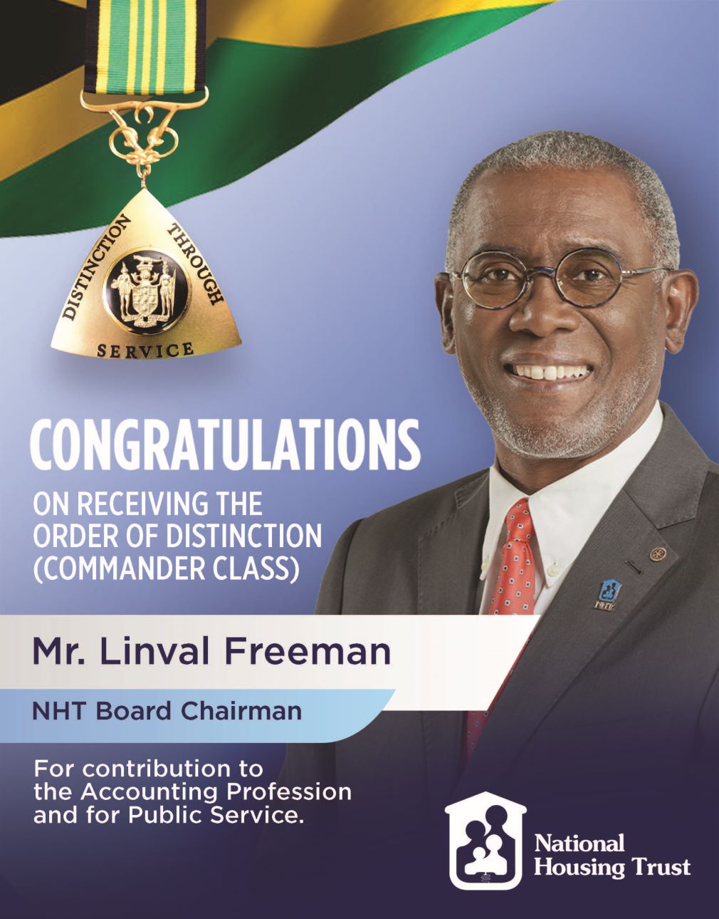 NHT Chairman Linval Freeman Awarded Order of Distinction for Professional Excellence