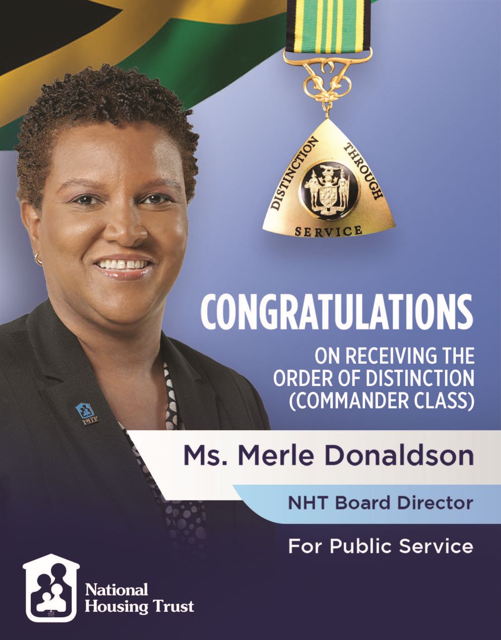 NHT Board Director Merle Donaldson Receives Jamaica's Order of Distinction